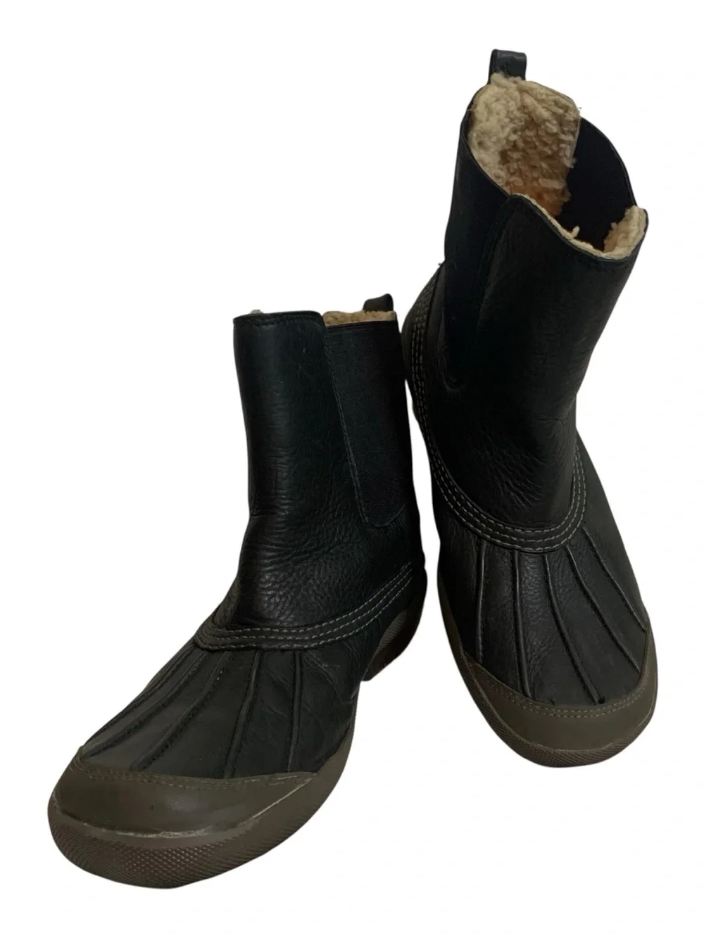 UGG Romosa Black Waterproof Leather Chelsea Pull-On Duck Boots Size 10